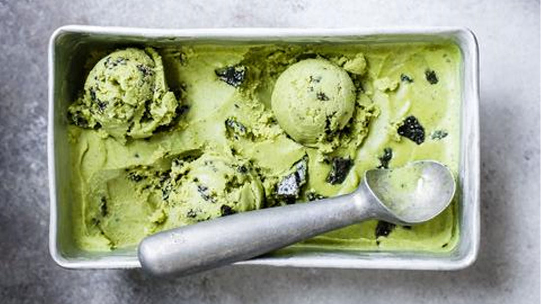 Encha Matcha Coconut Ice Cream with Black Sesame Brittle Chips