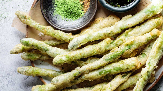 Encha Matcha Salt with Tempura Asparagus Recipe