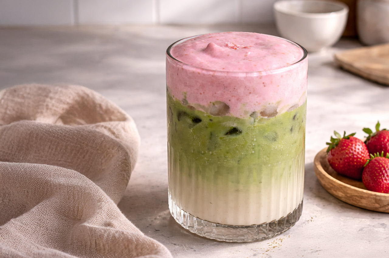 Strawberry Cold Foam Matcha Latte. The Home Version Worth Making