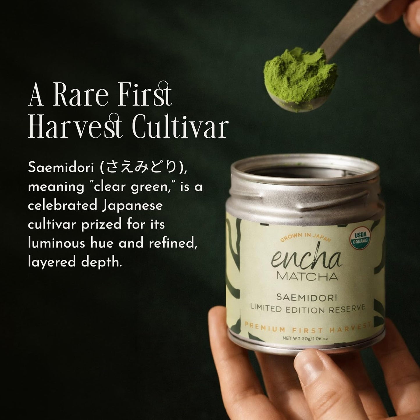 Encha Matcha Tea Saemidori Limited Edition Reserve - Ceremonial Grade Matcha Powder