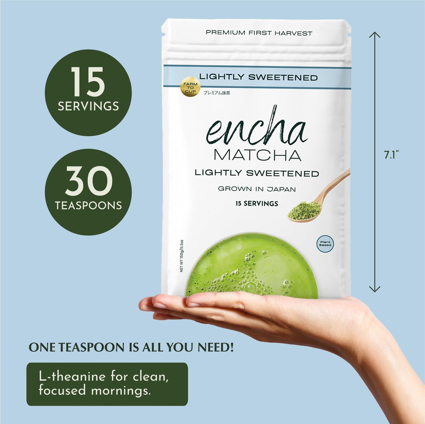 Encha Matcha Latte Powder Sweetened - Lightly Sweet Matcha Powder