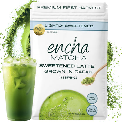 Encha Matcha Latte Powder Sweetened - Lightly Sweet Matcha Powder